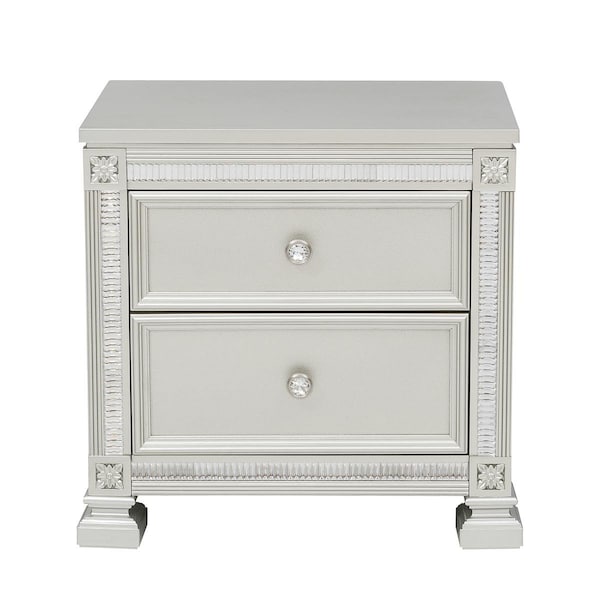 Homelegance Bevelle Night Stand, Silver - 1958-4