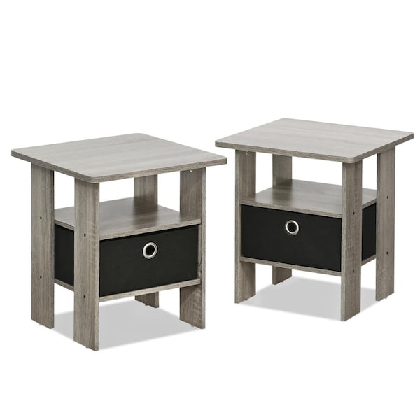 Furinno Furinno 2-11157GYW Petite End Table Bedroom Night Stand - Set of 2 - 2-11157GYW
