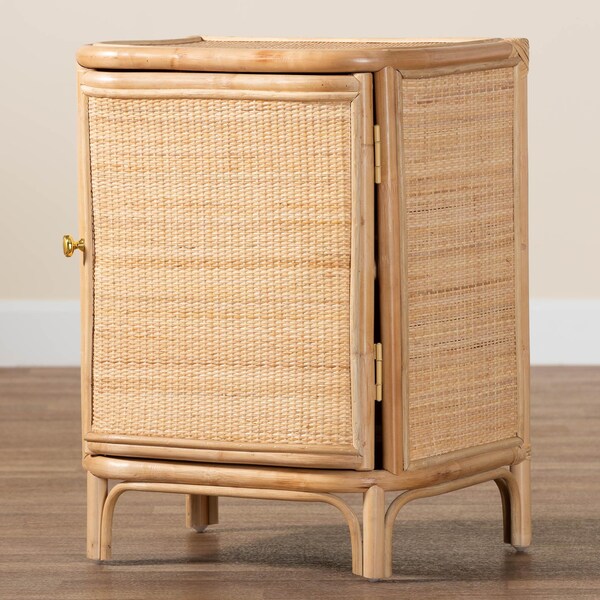 Bali & Pari Kiara Bohemian Natural Rattan Nightstand - 244-13675-ZORO
