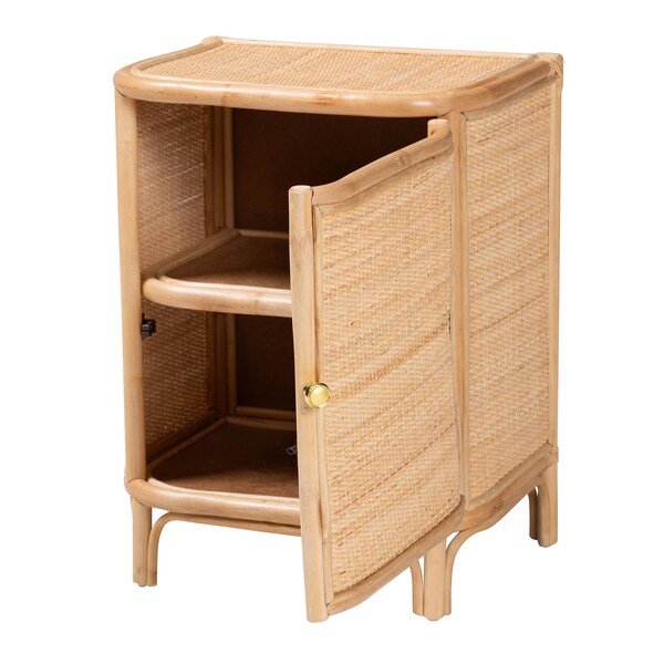 Bali & Pari Kiara Bohemian Natural Rattan Nightstand - 244-13675-ZORO