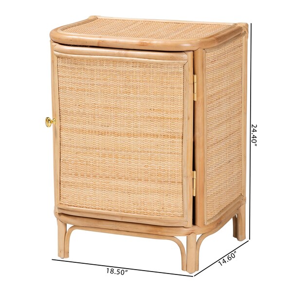 Bali & Pari Kiara Bohemian Natural Rattan Nightstand - 244-13675-ZORO