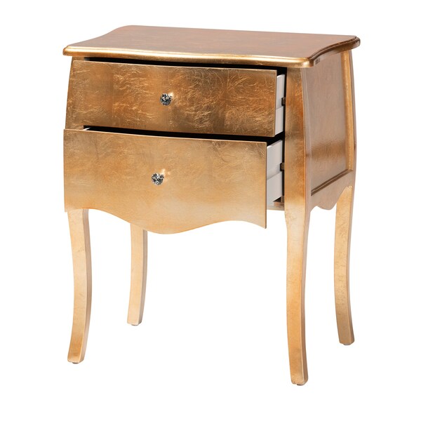 Baxton Studio Patrice Classic and Traditional Gold Finished Wood 2Drawer Nightstand - 220-12548-ZORO