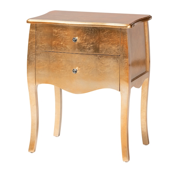 Baxton Studio Patrice Classic and Traditional Gold Finished Wood 2Drawer Nightstand - 220-12548-ZORO