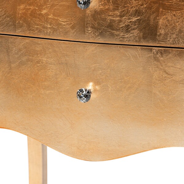 Baxton Studio Patrice Classic and Traditional Gold Finished Wood 2Drawer Nightstand - 220-12548-ZORO