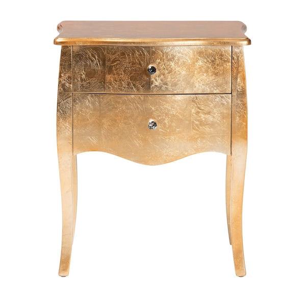 Baxton Studio Patrice Classic and Traditional Gold Finished Wood 2Drawer Nightstand - 220-12548-ZORO