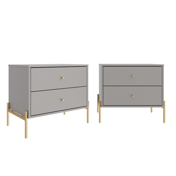 Manhattan Comfort Jasper Nightstand in Grey, 2PK - 2-51352