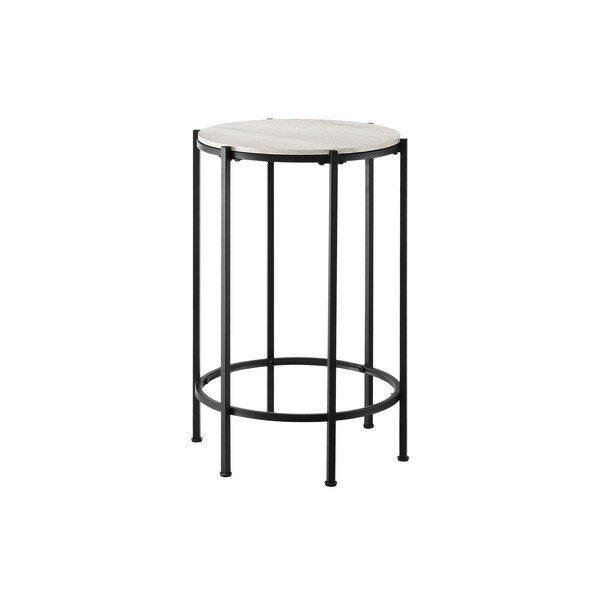 Monarch Specialties Accent Table, Round, Nightstand, Washed Oak Laminate, Black Metal, Contemporary - I 3757