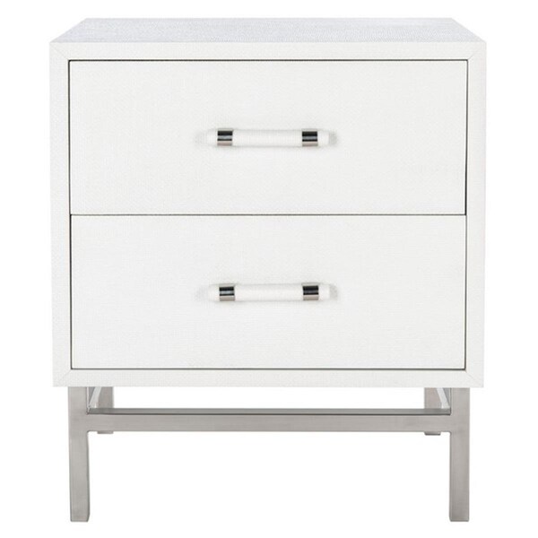 Safavieh Ranger Faux Shagreen Nightstand, White & Silver - SFV1526D