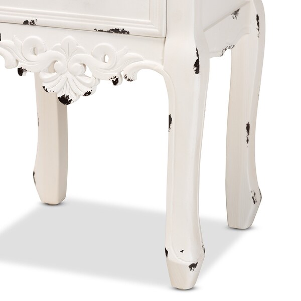 Baxton Studio Levron Traditional Two-Tone Walnut Brown and Antique White Finished Wood 2-Drawer Nightstand - 194-11954-ZORO