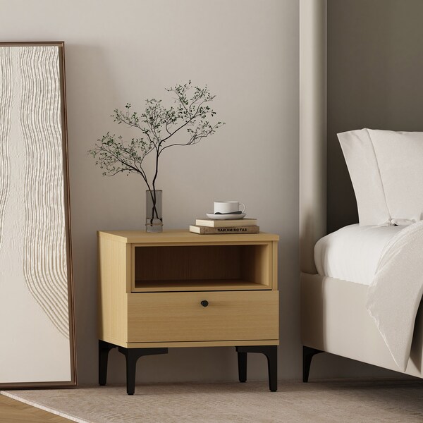 Manhattan Comfort Amara Nightstand in Natural Oak - NS006-NA