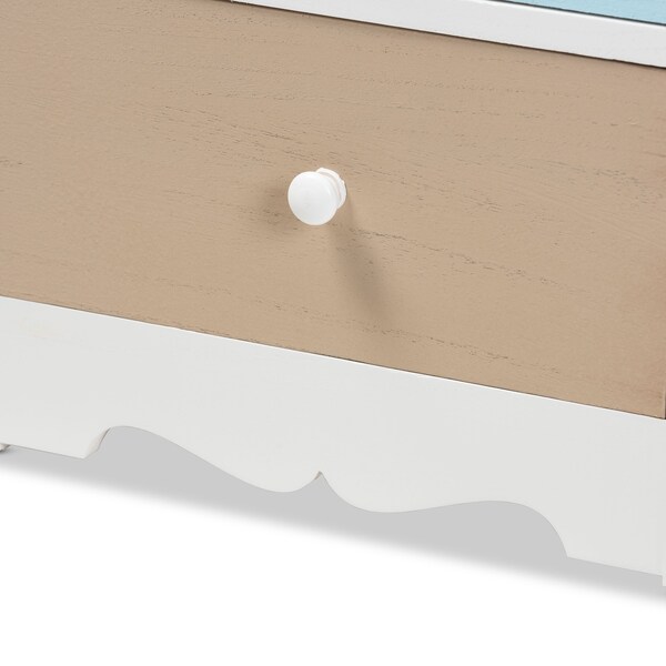 Baxton Studio Kalila ModernWhite and Multi-Colored Finished Wood 3-Drawer Nightstand - 199-12249-ZORO