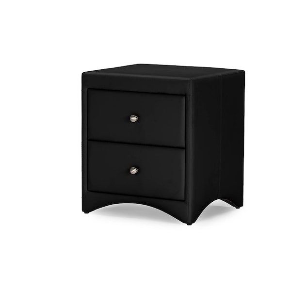 Baxton Studio Dorian Black Faux Leather Upholstered Modern Nightstand - 116-6202