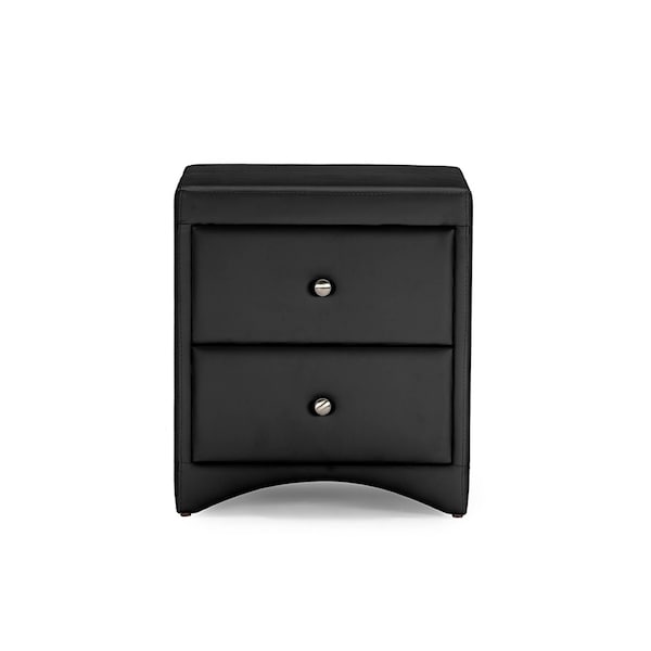 Baxton Studio Dorian Black Faux Leather Upholstered Modern Nightstand - 116-6202