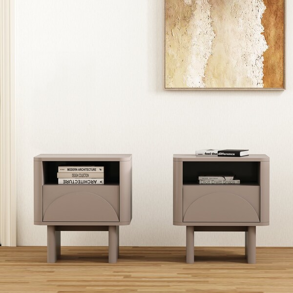 Manhattan Comfort Ella Nightstand in Mocha- Set of 2 - 2-NS005-MO