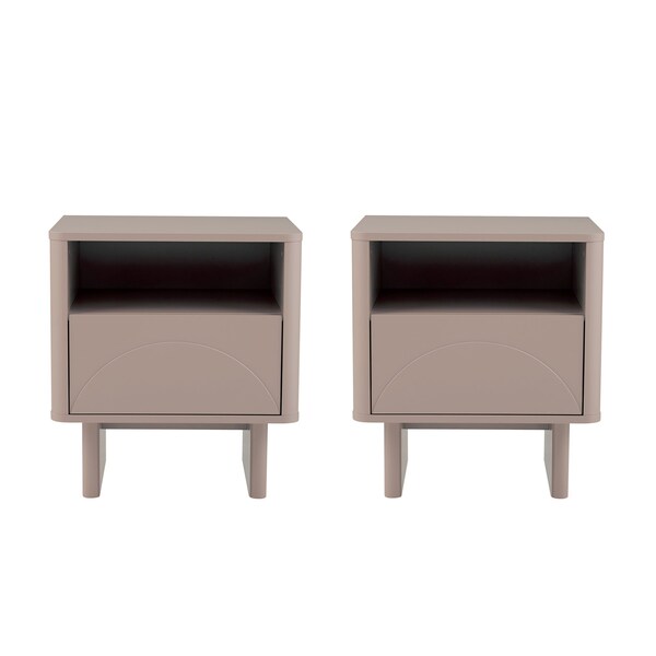 Manhattan Comfort Ella Nightstand in Mocha- Set of 2 - 2-NS005-MO