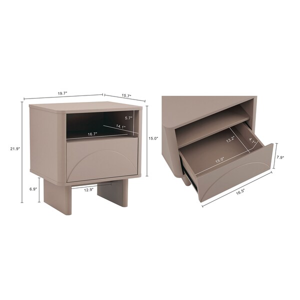 Manhattan Comfort Ella Nightstand in Mocha- Set of 2 - 2-NS005-MO