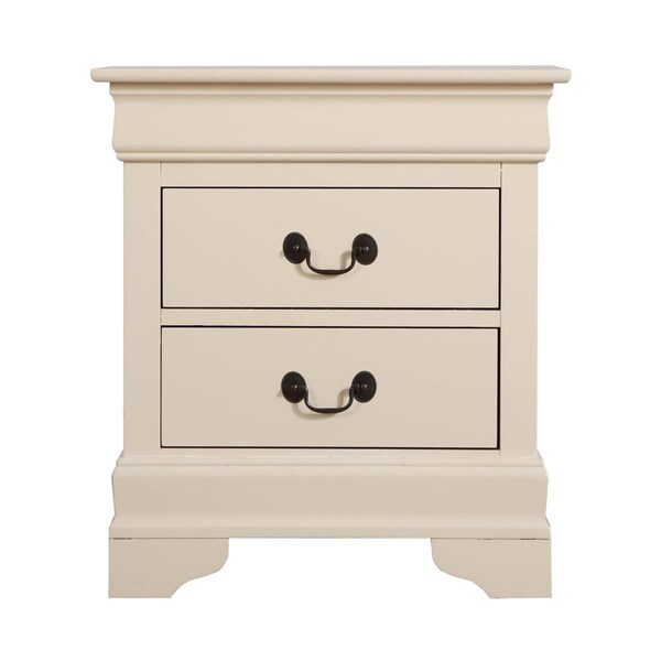 Passion Furniture 24 x 22 x 16 in. Louis Philippe 2-Drawer Nightstand, Beige - PF-G3175-N