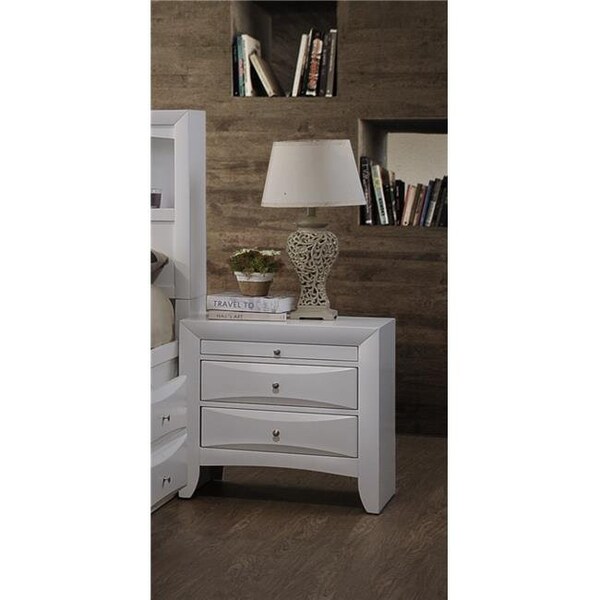 Homeroots HomeRoots Furniture 285871 25 x 26 x 17 in. Okume Veneer White Nightstand - 285871