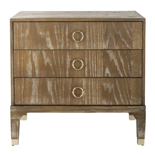 Safavieh 28 x 30 x 19 in. Lorna 3 Drawer Contemporary Night Stand, Natural - FOX6232D