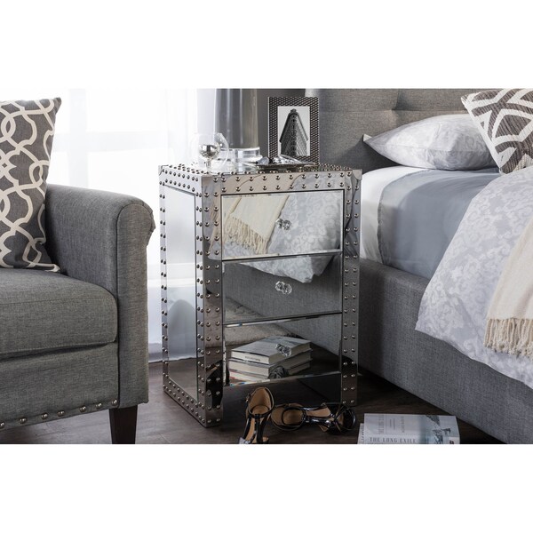 Baxton Studio Azura Modern Hollywood Regency Glamour Style Nightstand Bedside Table - 121-6735