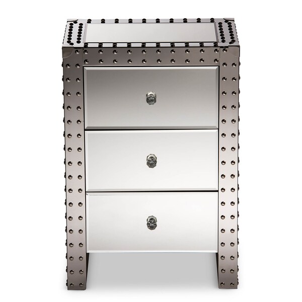 Baxton Studio Azura Modern Hollywood Regency Glamour Style Nightstand Bedside Table - 121-6735