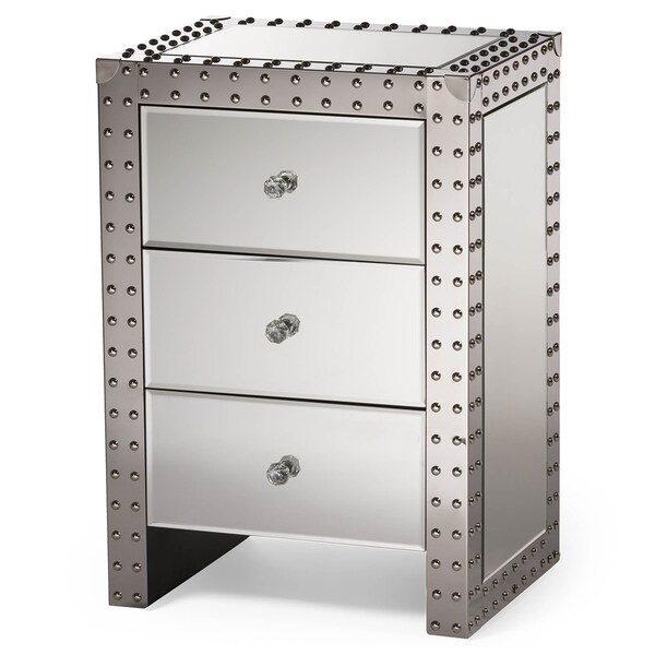 Baxton Studio Azura Modern Hollywood Regency Glamour Style Nightstand Bedside Table - 121-6735