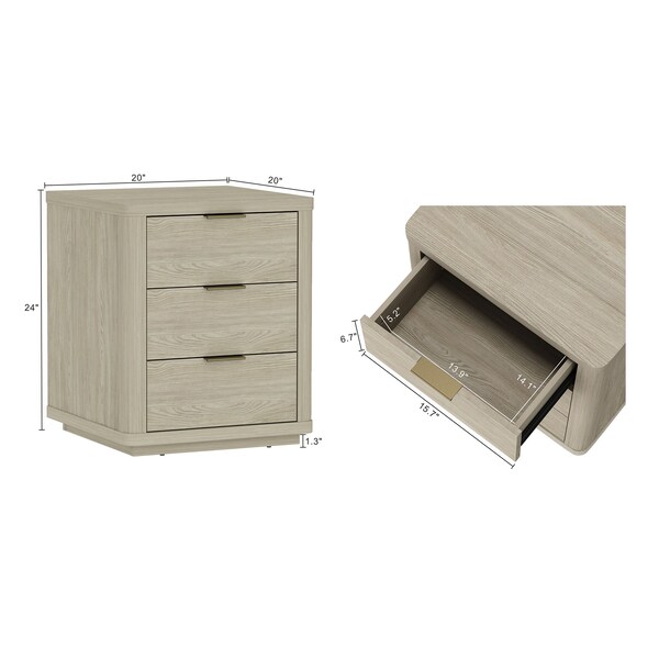 Manhattan Comfort Evelyn Nightstand in Natural - NS013-NA