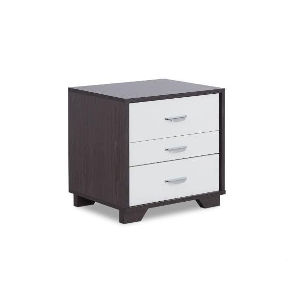 Homeroots HomeRoots 374206 Black & White Metal 3 Drawer Nightstand - 374206