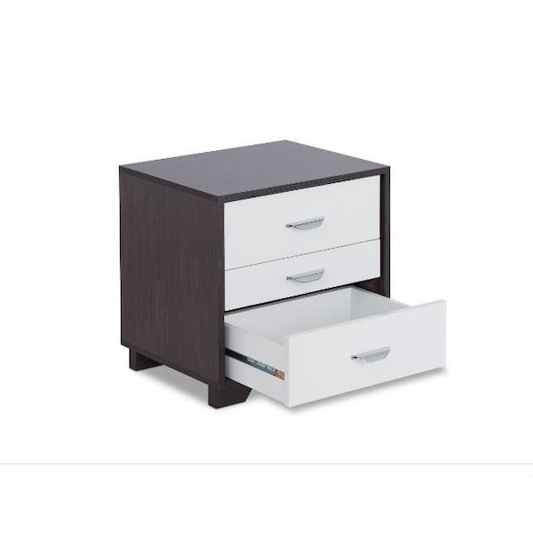 Homeroots HomeRoots 374206 Black & White Metal 3 Drawer Nightstand - 374206