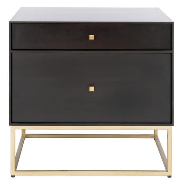 Safavieh Adelyn 2 Drawer Nightstand, Black & Gold - SFV7209B