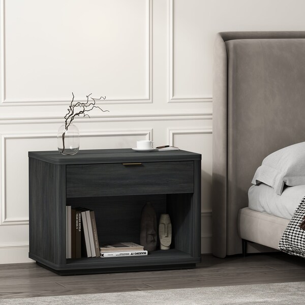 Manhattan Comfort Evelyn 32in Nightstand 2.0 in Charcoal Grey - NS012-CH
