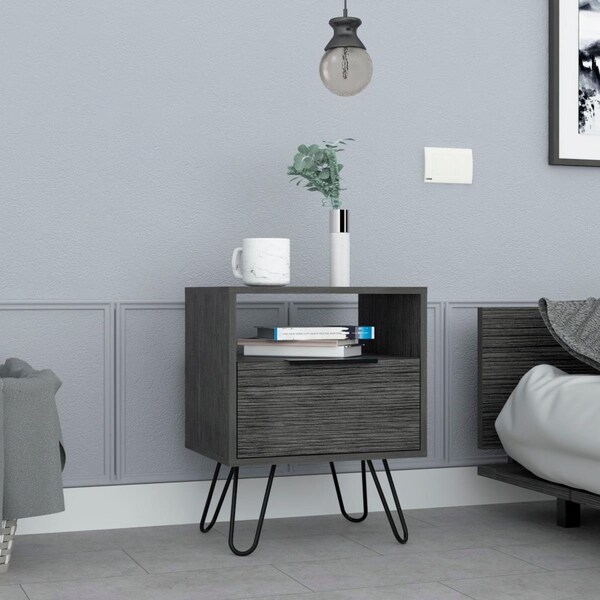 Depot E-Shop Begonia Nightstand, Smokey Oak - DE-MLI7036