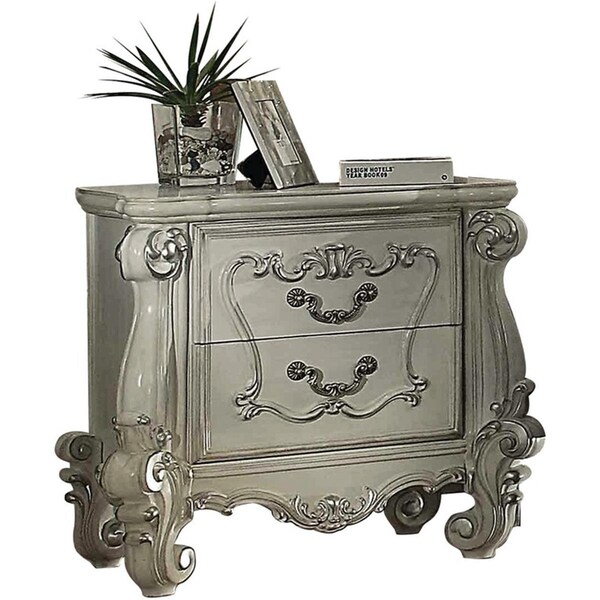 Homeroots 35 x 23 x 31 in. Wood Nightstand, Bone White - 374222