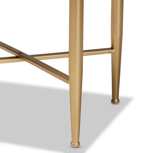 Baxton Studio Marcin Contemporary Glam and Luxe White Finished Wood and Gold Metal 1-Drawer Nightstand - 199-12008-ZORO