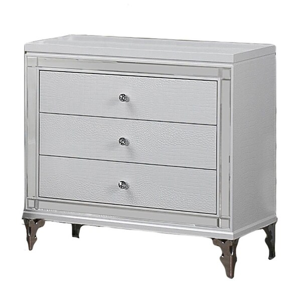 Global Furniture Usa Santorini White Nightstand - 27 x 16 x 29 in. - SANTORINI-METALLIC WHITE-NS