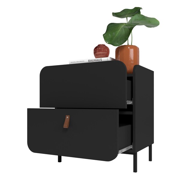 Manhattan Comfort Bogardus Nightstand in Black - Set of 2 - 2-NS-319AMC153