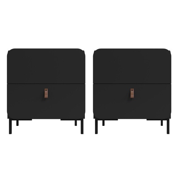 Manhattan Comfort Bogardus Nightstand in Black - Set of 2 - 2-NS-319AMC153
