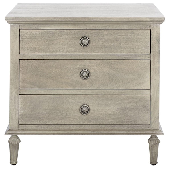 Safavieh Lisabet 3 Drawer Wood Nightstand, Light Grey - SFV7705C