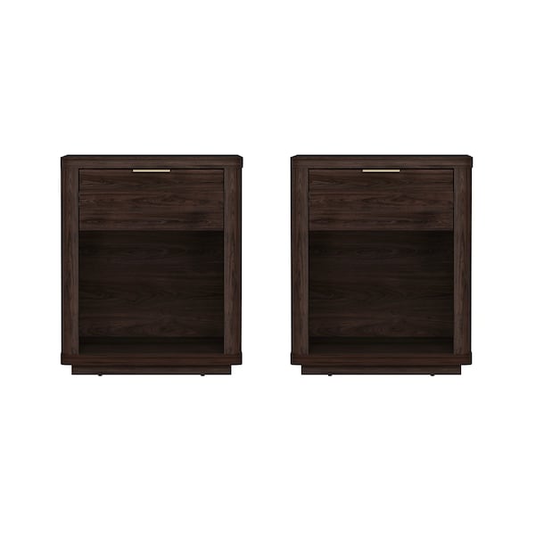 Manhattan Comfort Evelyn Nightstand in Brown - Set of 2 - 2-NS011-BR