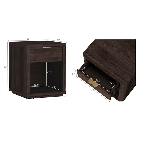 Manhattan Comfort Evelyn Nightstand in Brown - Set of 2 - 2-NS011-BR