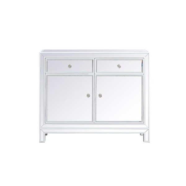 Convenience Concepts 38 in. Transitional Mirrored Nightstand, White - HI2955511