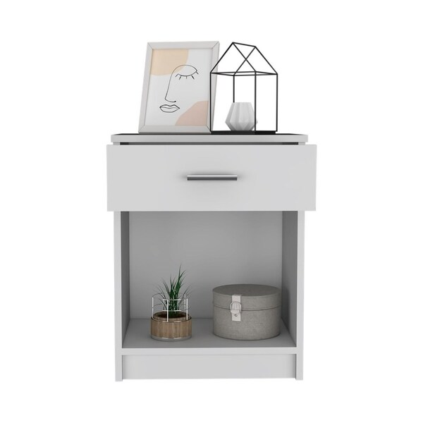 Tuhome Eco Nightstand, Superior Top, One Drawer, Lower Shelf, White - MLB6732