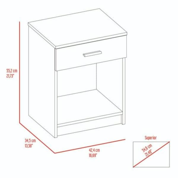 Tuhome Eco Nightstand, Superior Top, One Drawer, Lower Shelf, White - MLB6732