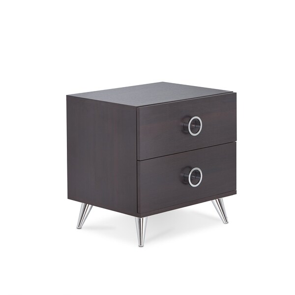 Acme Wooden 2-Drawer Nightstand with Ring Pull Handles in Espresso - ER-067ES