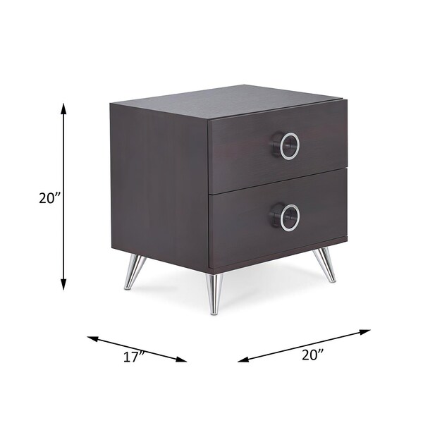 Acme Wooden 2-Drawer Nightstand with Ring Pull Handles in Espresso - ER-067ES