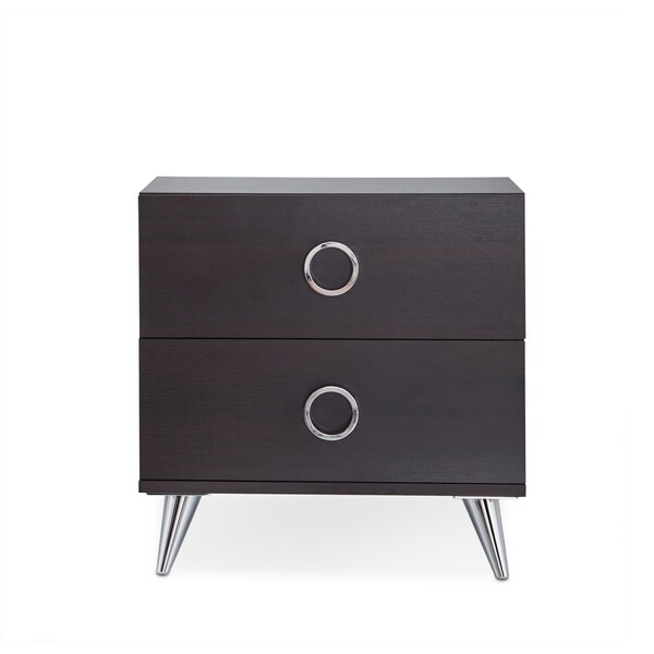 Acme Wooden 2-Drawer Nightstand with Ring Pull Handles in Espresso - ER-067ES