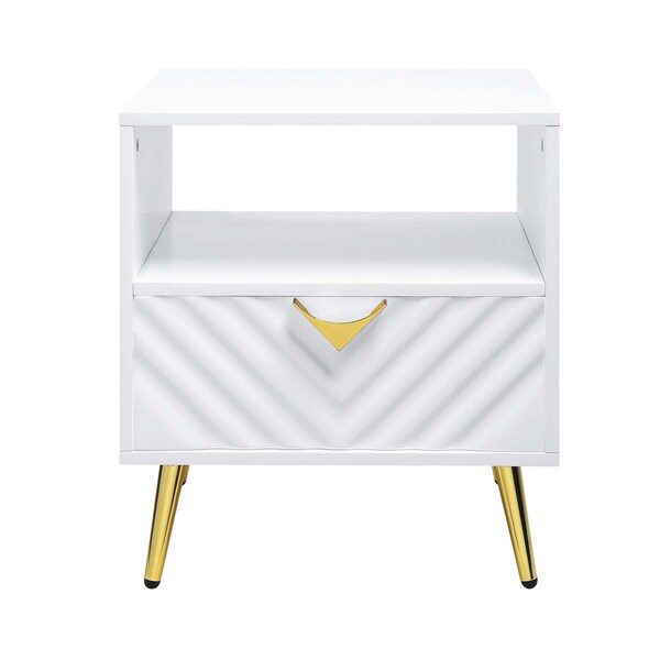 Acme Wooden Nightstand with Storage in White - ER-0235WH