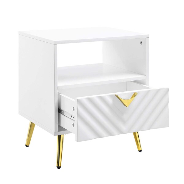 Acme Wooden Nightstand with Storage in White - ER-0235WH