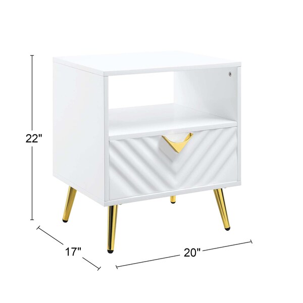 Acme Wooden Nightstand with Storage in White - ER-0235WH