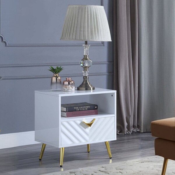 Acme Wooden Nightstand with Storage in White - ER-0235WH